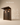 Modern dark wood double front door with louvered panel and built-in canopy lighting, handcrafted in India – designer main entrance door