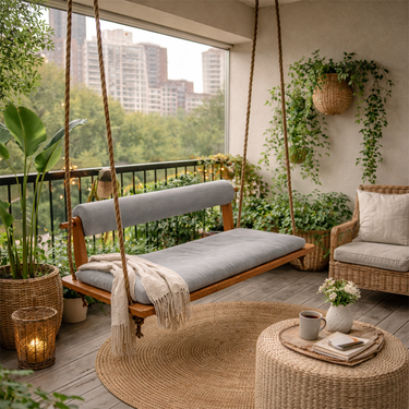 indoor wooden hanging swing