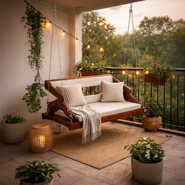 indoor wooden hanging swing