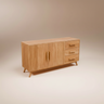 reeded wood storage cabinet