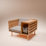 wooden lounge chair with storage