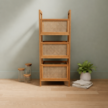 rattan storage rack