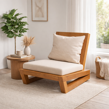 low wooden accent chair