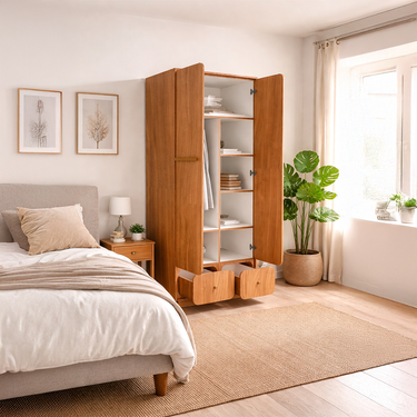 stylish wood closet